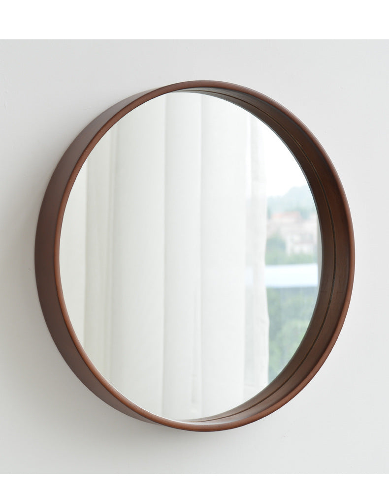 Walnut Frame Round Mirror